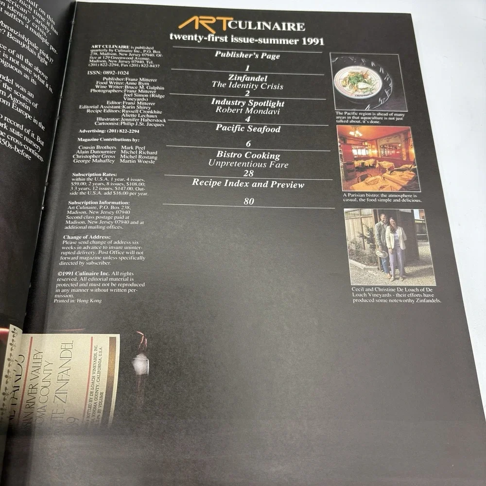 Art Culinaire 21 International Magazine‎ Good Taste Mitterer Hardcover 1991 Vtg